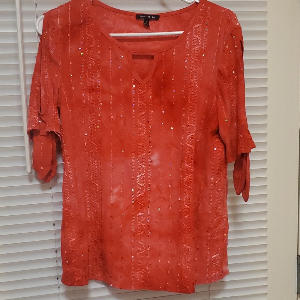 Elegant Red Sequin Top